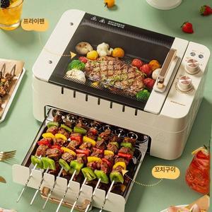 자동 회전 전기 그릴 무연 멀티 미니 후라이팬 양면 바베큐 머신 고기 굽는 기계