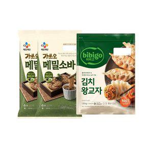 CJ 가쓰오 메밀소바 4인분(1,140g) x2개+비비고 김치 왕교자 1.05kg x1개