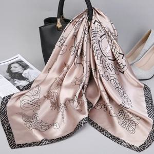 여성을위한 패션 스카프 실크 새틴 목 스카프 인쇄 Hijab 스카프 여성 90*90cm 스퀘어 Shawls 및 레이디에 대한 스카프를 포장