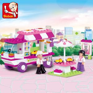 102PCS 빌딩 블록 세트 친구 도시 밴 스낵 하우스 자동차 개 왜건 교육 벽돌 피규어 어린이를위한 장난감 크리스마스 선물