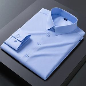새로운 스트레치 안티 링클 남성 셔츠 슬림 피트를위한 긴 소매 드레스 셔츠 Camisa 소셜 비즈니스 블라우스 화이트 셔츠 S-8XL