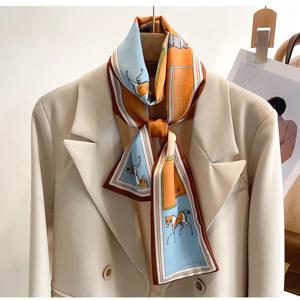 패션 새로운 작은 실크 스카프 여성 넥타이 가방 머리띠 말 인쇄 헤어 밴드 한국어 스타일 Neckerchief 리본 럭셔리 브랜드