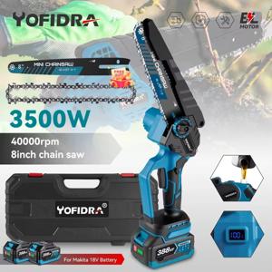 YOFIDRA 브러시리스 8인치 전기 전기톱 무선 충전식 전정 톱 목공 정원 도구 (마키타 18V 배터리 핀용)
