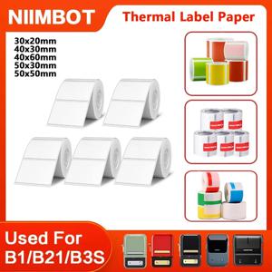 NiiMbot B1/B203 B21/B3s 라벨 프린터 방수 오일 방지 찢어짐 방지 가격표 흰색/케이블/컬러/라운드 열 라벨 용지