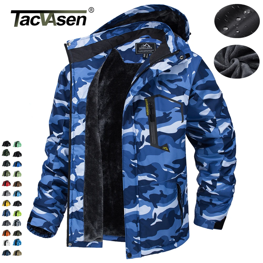 TACVASEN 양털 안감 마운틴 재킷 남성 하이킹 재킷 야외 탈착식 후드 코트 스키 스노우 보드 파카 겨울 아웃웨어