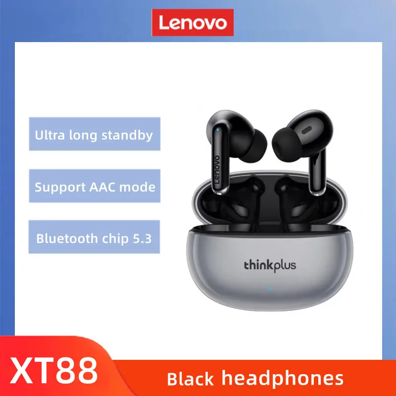 레노버 XT88 TWS 무선 이어폰, 블루투스 5.3, 듀얼 마이크, 스테레오, 소음 감소 베이스, 하이파이 터치 컨트롤 이어버드, 정품
