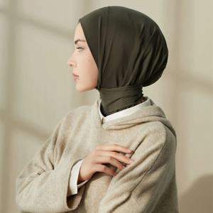 패션 이슬람 Hijab 모자 솔리드 Underscarf 여성 베일 모달 코튼 Hijab 이슬람 스카프 Turbans 머리 여성 Hijabs 모자 이슬람