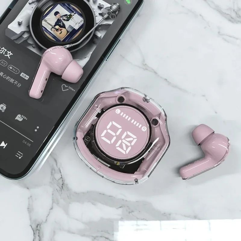 T8 PRO Tws 블루투스 이어 버드 Xiaomi Huawei iPhone 헤드폰 용 LED 디지털 디스플레이 무선 이어폰 이어폰 투명
