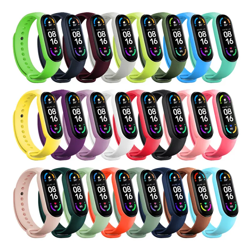 Xiaomi Mi Band 4 5 6 7 팔찌 스포츠 시계 손목 밴드 Miband4 miband7 Correa Mi band 3 4 5 6 7 밴드 용 공식 실리콘 스트랩
