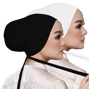 라마단 여성 언더 스카프 모자 터번 보넷 히잡 모자, 이슬람 무슬림 언더 스카프 히잡 모자, 타이백 클로저