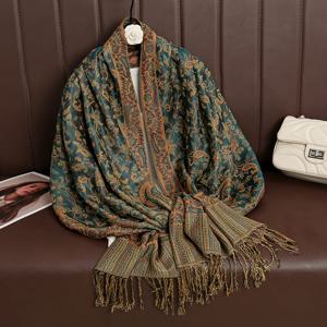 2024 럭셔리 브랜드 캐시미어 여성 스카프 인쇄 겨울 따뜻한 목도리 및 랩 Pashmina Bandana Long Jacquard Paisley 여성 Foulard