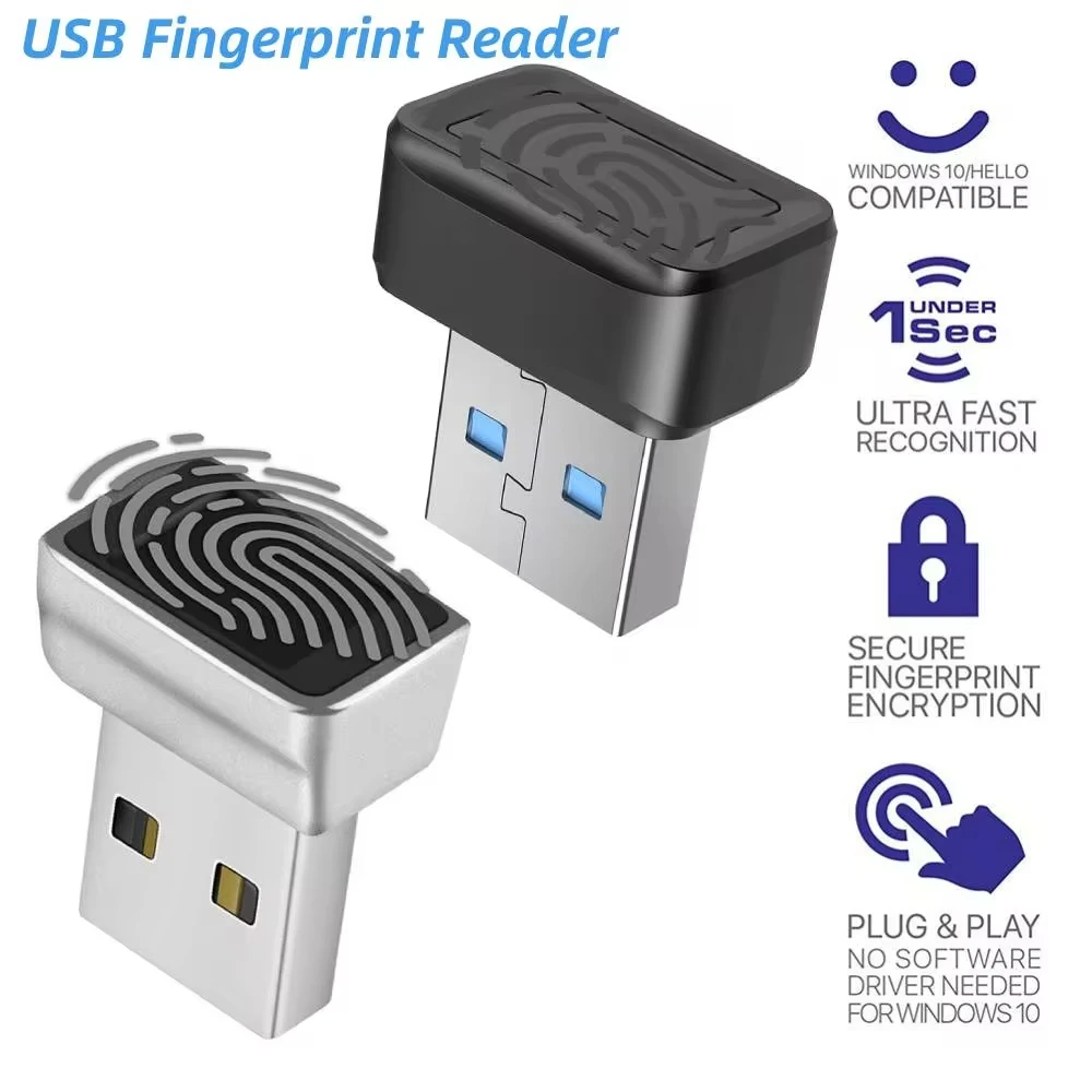 Windows 7 8 10 11 용 USB 지문 판독기 미니 안녕하세요, PC 또는 노트북 지문 잠금 해제 모듈 용 생체 인식 스캐너 자물쇠