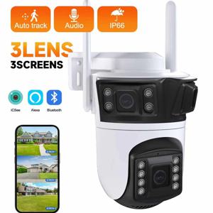 3 렌즈 PTZ IP 카메라 야외 6K HD 3 화면 WiFi 보안 카메라 자동 추적 4K 듀얼 Len Wirelss CCTV 카메라 iCsee