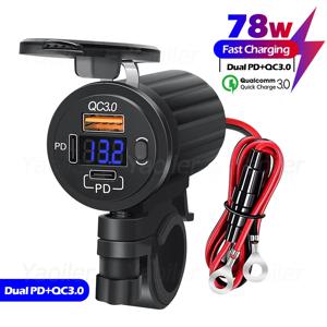 뜨거운 판매 12V 오토바이 QC 3.0 USB 빠른 충전기 유형 C 포트와 방수 새로운 PD 콘센트 핸들 바 장착 핸드폰 충전기