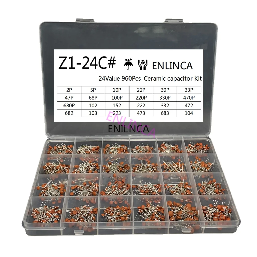 300/960개 세라믹 커패시터 키트 2PF-0.1UF 커패시턴스 모듬 세트 DIY 샘플 팩/박스