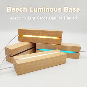 15CM LED 나무 디스플레이 기본 사각형 USB 라이트 스탠드 크리스탈 유리 수지 아트 장식 나무 밤 램프 기본 LED 라이트 스탠드