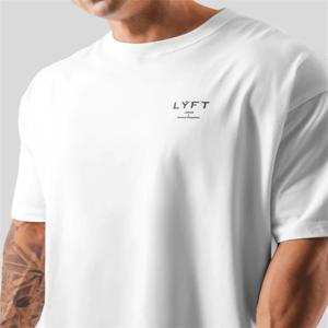 ONE POINT LYFT 프린트 빅 T 셔츠 남성 러닝 스포츠 체육관 피트니스 트레이닝 오버 사이즈 100% 코튼 티셔츠 Mens Bodybuilding Tee Tops