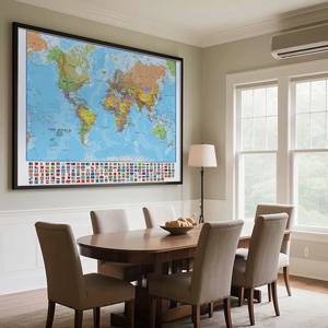 1PC 120x80cm 포스터 세계 지도 영어 스프레이 페인팅 벽걸이 아트 그림 장식 여행 지도 홈 데코레이션