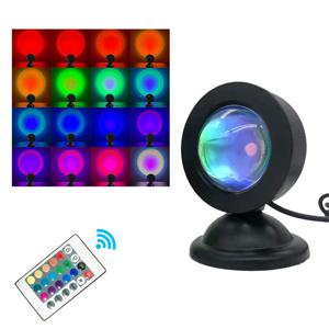USB 일몰 램프 LED 프로젝터 야간 조명 16 색 프로젝터 빛 무지개 분위기 홈 침실 배경 벽 장식