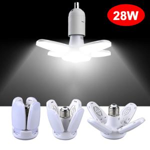 28W 접이식 LED 전구 E27 팬 블레이드 LED 램프 AC 220V 110V Bombilla Lampada 스포트라이트 홈 천장 패널 룸 차고 조명