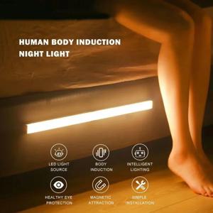 캐비닛 램프 아래 PIR 모션 센서 LED 디밍이 가능한 충전식 야간 조명 계단 옷장 룸 통로 튜브 바 감지기 전구