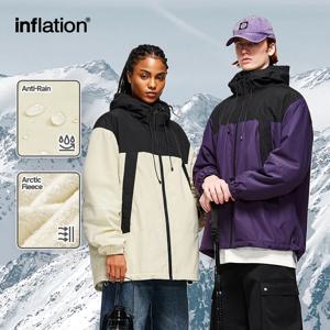 INFLATION 남녀공용 겨울 북극 벨벳 이너 파카, 하이넥 방풍 코튼 패딩 후드 재킷, 남성 야외 코트