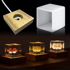 DIY 수제 에폭시 수지 금형에 대 한 사각형 LED 밤 빛 수지 금형 실리콘 나무 조명 기본 스탠드 삽화 전시회