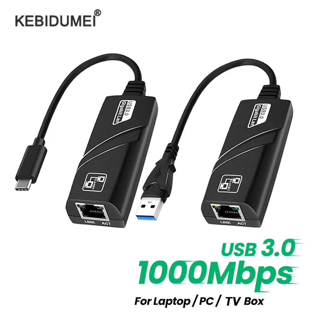 10/100/1000Mbps USB 3.0 유선 네트워크 카드 USB-RJ45 유형 C-RJ45 LAN 이더넷 어댑터(PC Macbook Windows 노트북용)