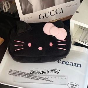 새로운 헬로 키티 플러시 보관 가방 Sanrio 메이크업 가방 연필 케이스 만화 학생 문구 가방 소녀 메이크업 가방 생일 선물