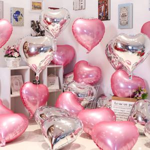 10pcs 18inch 로즈 골드 레드 핑크 러브 하트 호일 풍선 발렌타인 웨딩 장식 헬륨 풍선 생일 파티 용품