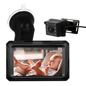 후면보기 모니터 4.3 ''IPS 스크린 아기 자동차 거울 유아용 조정 가능한 넓은 시야각 어린이 애완 동물 야간 투시경 기능