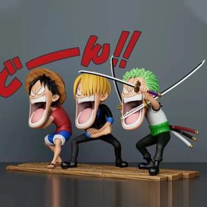 15cm 원피스 Luffy 피규어 세 선장 Sanji Monkey D Luffy Roronoa Zoro 액션 피규어 Hungry Trio PVC 애니메이션 모델 완구