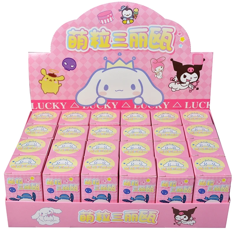 24Pcs 블라인드 박스 Sanrio Kuromi 멜로디 귀여운 애니메이션 캐릭터 신비한 서프라이즈 어린이 선물 장식 키 체인 장식품