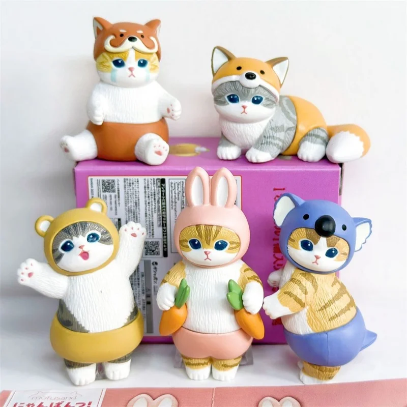 Mofusand 고양이 블라인드 박스 Cos 동물 팬더 토끼 액션 피규어 장난감 장식 장식품 크리스마스 선물