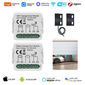 Tuya Zigbee/WiFi 스위치 스마트 차고 도어 오프너 컨트롤러 모듈 음성 원격 제어 Alexa Google Home Alice와 함께 작동