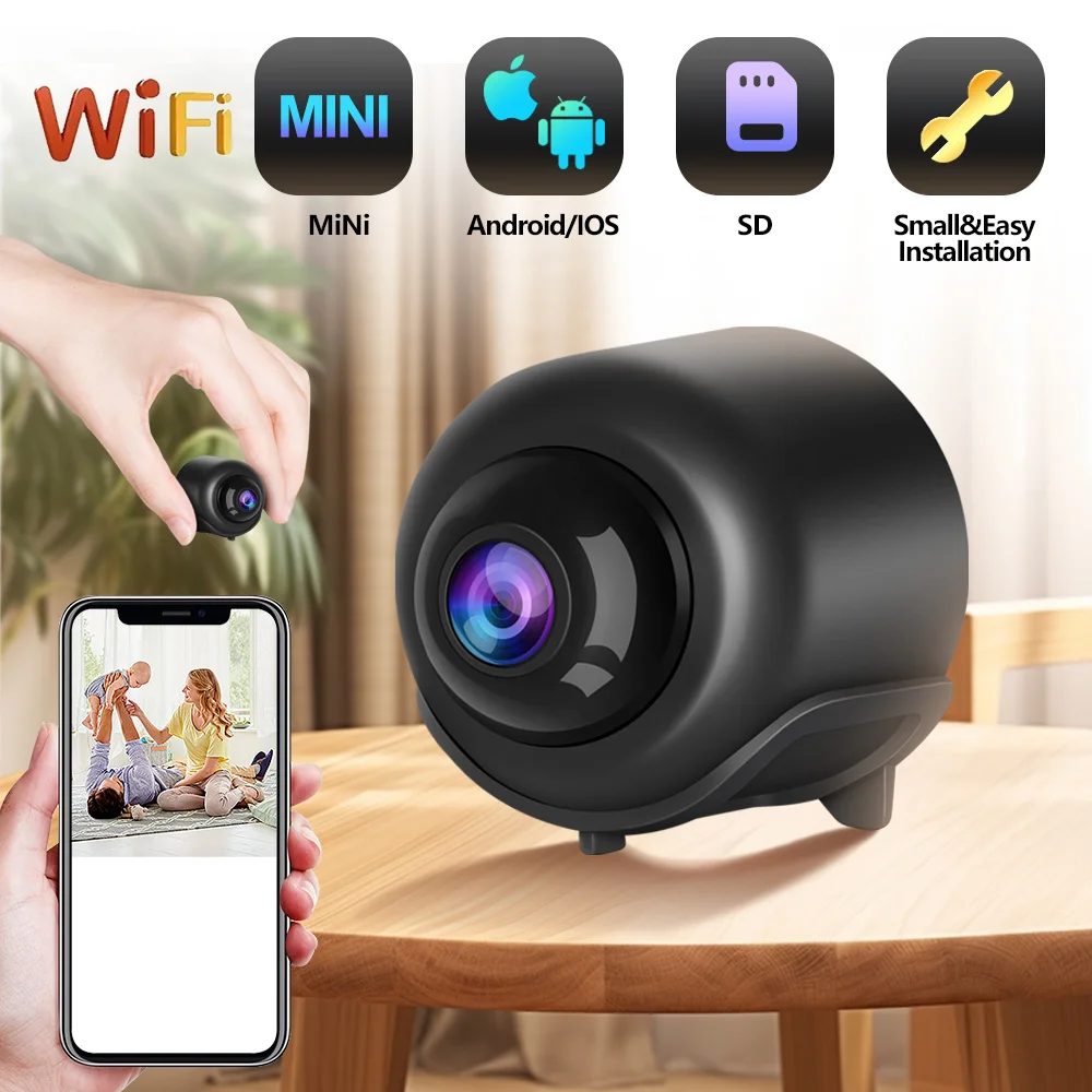 미니 카메라 무선 WiFi 베이비 모니터 실내 안전 보안 감시 야간 투시경 카메라 IP 카메라 레코더
