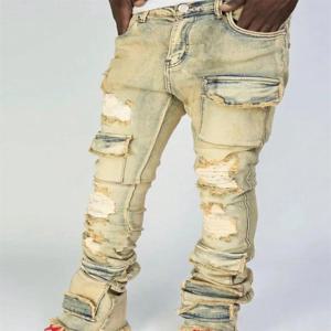 남성 찢어진 데님 바지 악세사리 스키니 카고 바지 streetwear 가을 봄 옷 펑크 y2k에 대한 주머니와 캐주얼 바지