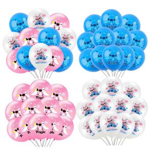 12Pcs 디즈니 릴로 & 스티치 파티 풍선 12 인치 라텍스 풍선 세트 베이비 샤워 소년 소녀 생일 파티 장식 어린이 장난감 선물