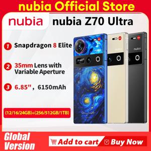 새로운 오리지널 글로벌 버전 Nubia Z70 Ultra NX733J Snapdragon8 Elite 1.5K HD 디스플레이 35mm 렌즈 50MP*2+64MP 6150mAh 80W IP69 NFC