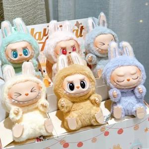 뜨거운 애니메이션 그림 서프라이즈 박스 좌석 비닐 펜던트 인형 모델 장난감 귀여운 labubu 마카롱 2 괴물 labubu 블라인드 박스 선물
