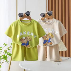 2Pcs 어린이 Tshirt 반바지 세트 아기 여름 옷 소년 소녀 패션 짧은 소매 바지 정장 레저 복장 어린이 의상