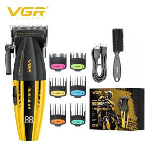 VGR 트리머 바리깡 클리퍼 헤어트리머 헤어 클리퍼 전문가용 헤어 트리머 이발사 클리퍼 9000 RPM 헤어 커팅 머신 조절 가능 트리머 남성용 V-285 V-003