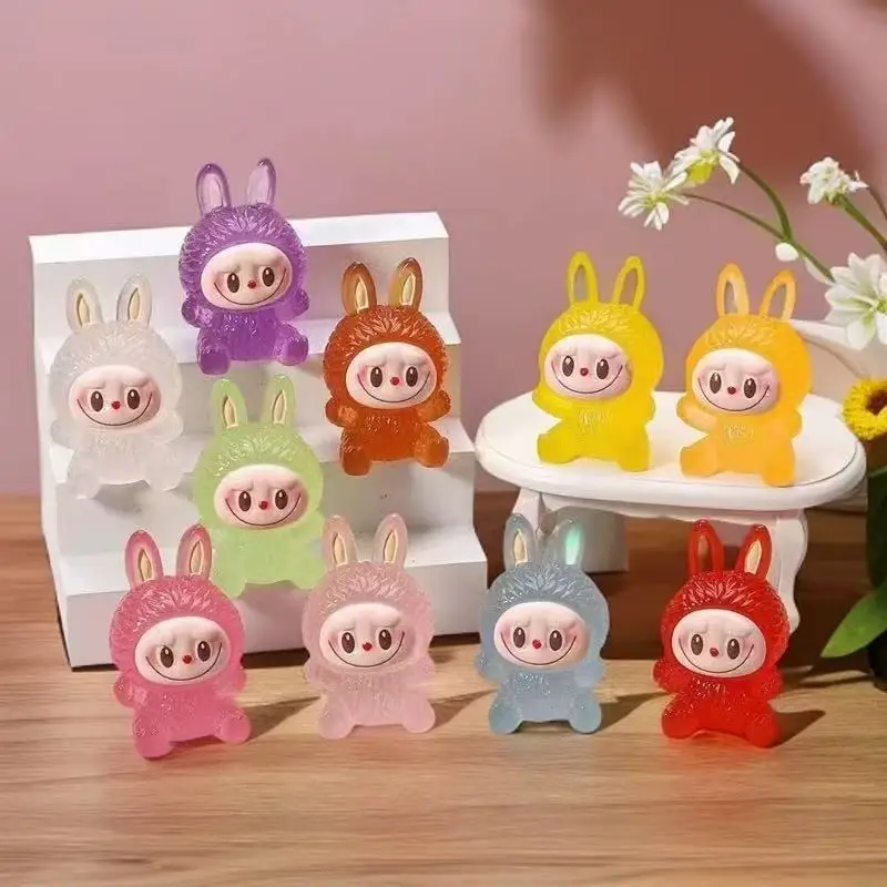 새로운 귀여운 3d 빛나는 Labu Diy 블라인드 박스 유행 놀이 크리 에이 티브 만화 작은 장식 만화 애니메이션 인형 어린이 생일 선물