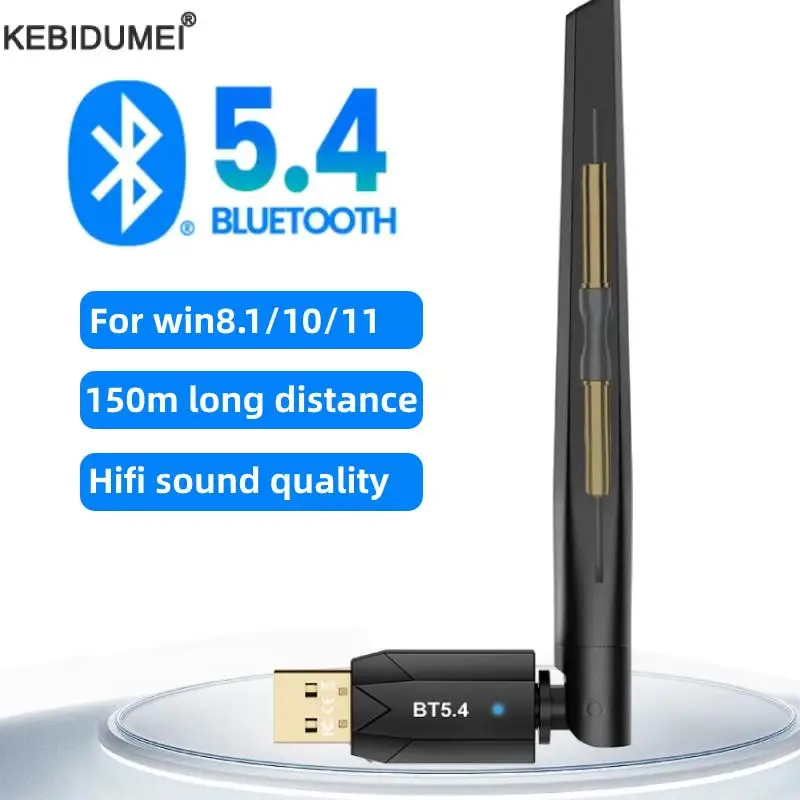 Win11/10/8.1 마우스 키보드 오디오 수신기 송신기용 150M Bluetooth 5.4 USB 동글 드라이버 무료
