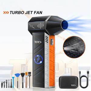 X3Pro 미니 터보 제트 팬, 휴대용 150000RPM 강력한 공기 송풍기 자동차 건조기/PC/가정/실내용 압축 공기 먼지떨이 -(오렌지)