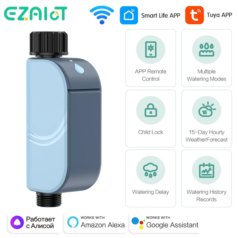 스마트 Tuya WIFI 정원 급수 타이머 자동 뿌리 물 타이머 밸브 야외 관개 급수 시스템 Alexa Google 홈