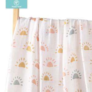 해피 플루트 베이비 모슬린 Swaddle 신생아 소녀와 소년을위한 100% 코튼 부드러운 아기 담요 베이비 랩 Sleepsack 목욕 타올 120*110cm