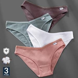 여성용 M-4XL 코튼 팬티, 언더팬츠 섹시 팬티, 속옷, 플러스 사이즈 팬티, 란제리, 6 단색, 3PCs/세트