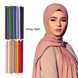 라마단 모달 코튼 저지 Hijabs 여성용 긴 이슬람 스카프 목도리 일반 소프트 터번 타이 헤드 랩 여성용 이슬람 의류