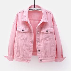 클래식 데님 자켓 여성 청바지 2023 여성용 진 남자 친구 자켓 특대 루즈 코트 Veste Femme Purple White Yellow Mujer